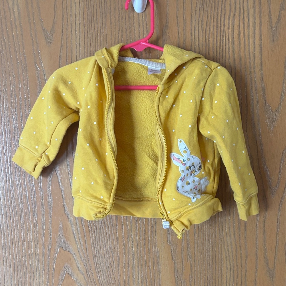 Carter's Yellow Kids Hoodie with Bunny Design